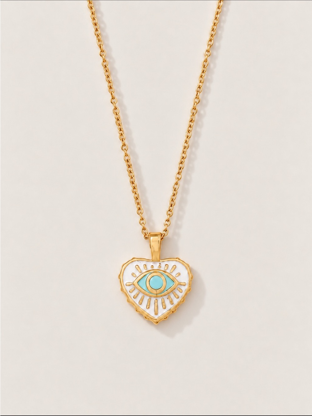New! Gold Evil Eye Heart Pendant Necklace NWOT